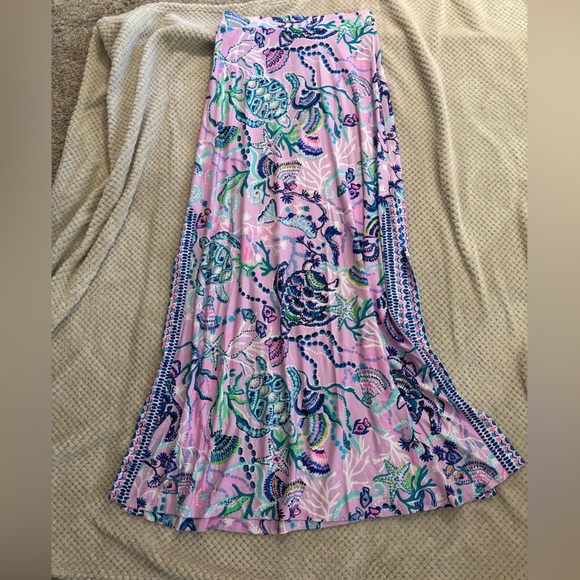 Lilly Pulitzer Adea Floral Maxi Skirt Lilac Fresia with Side Slits-beach,cruise - Picture 2 of 8